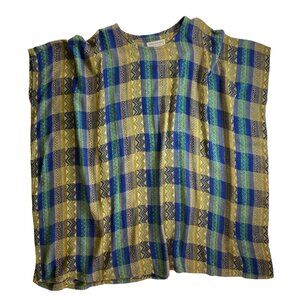 Townsends Laguna Beach Plaid Poncho Top One Size Boho Hippie Western Dress Luxe